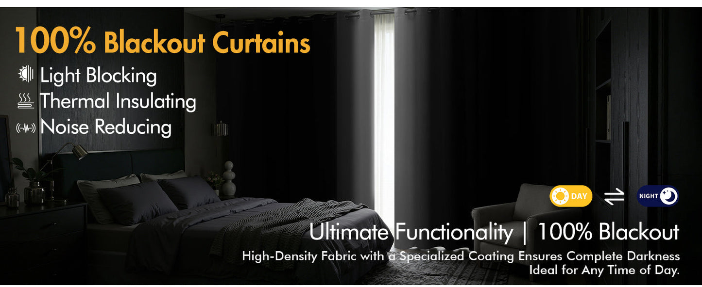 Ombre 100% Blackout Curtains, Navy Blue and Greyish White Full Room Darkening Thermal Insulated 84 Inches Long Drapes for Bedroom/Living Room Grommet Window Treatments Modern 52Wx84L, Set of 2