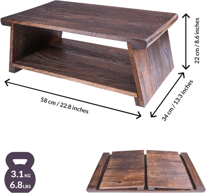 ODOXIA Floor Table for Tea Rituals | Altar Table for Meditation, Mindfulness & More | Low Japanese Floor Platform Chabudai Style | for Sitting On The Floor | Stable Wood Folding Design | Journaling