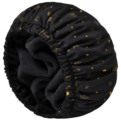Shower Cap for Women Terry Lined Bath Cap Large Reusable Waterproof Elastic Band Pink Shower Caps for Long Thick Hair Soft Bath Shower Hair Caps
