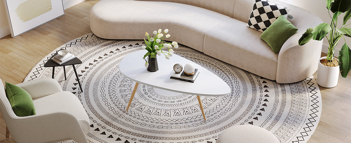 SAYGOER Modern Coffee Table White Oval Coffee Tables for Living Room Simple Center Table for Small Space Home Office Easy Assembly 22.2" D x 42.5" W x 17.1" H, White