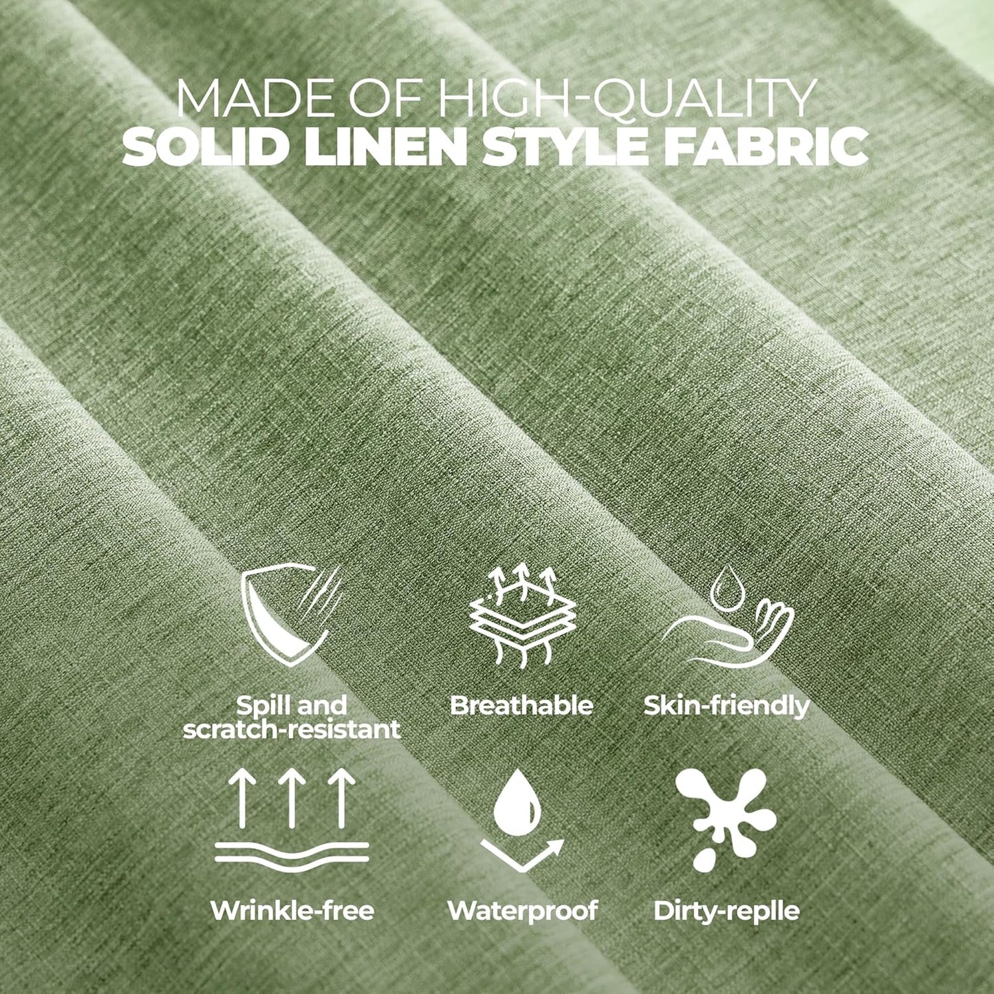 Decorelia Faux Linen Round Tablecloths 60 inch, Waterproof Decorative Washable Texture Rustic Circle Table Cloth Cover for Dining Kitchen Party Farmhouse Outdoor(Round (2-4 Seats),Sage Green)