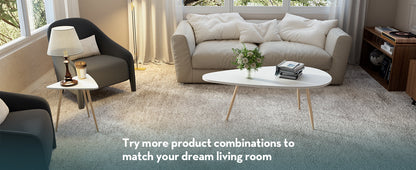 SAYGOER Modern Coffee Table White Oval Coffee Tables for Living Room Simple Center Table for Small Space Home Office Easy Assembly 22.2" D x 42.5" W x 17.1" H, White