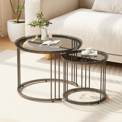 Garden 4 you Coffee Table Faux Marble Nesting Table for Small Place 2 Sets Modern Furniture Living Room Sets End Side Table Night Stand for Bed Room Dining Room (White & Gold)
