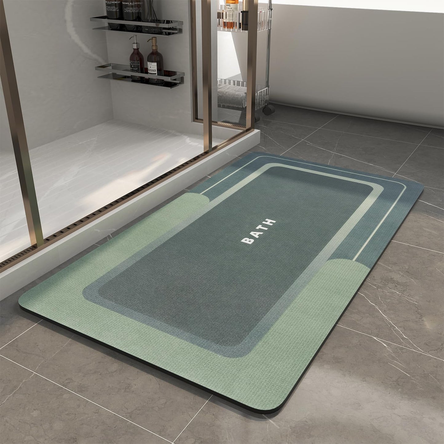 Mat-Bathroom Mat Rug Non Slip Super Absorbent Stain Resistant Quick Dry Thin Bath Rug-Bath Mats for Bathroom Floor Bathtub Vanity-Bathmat Bath Rug Easy Care-17"x27" Grey