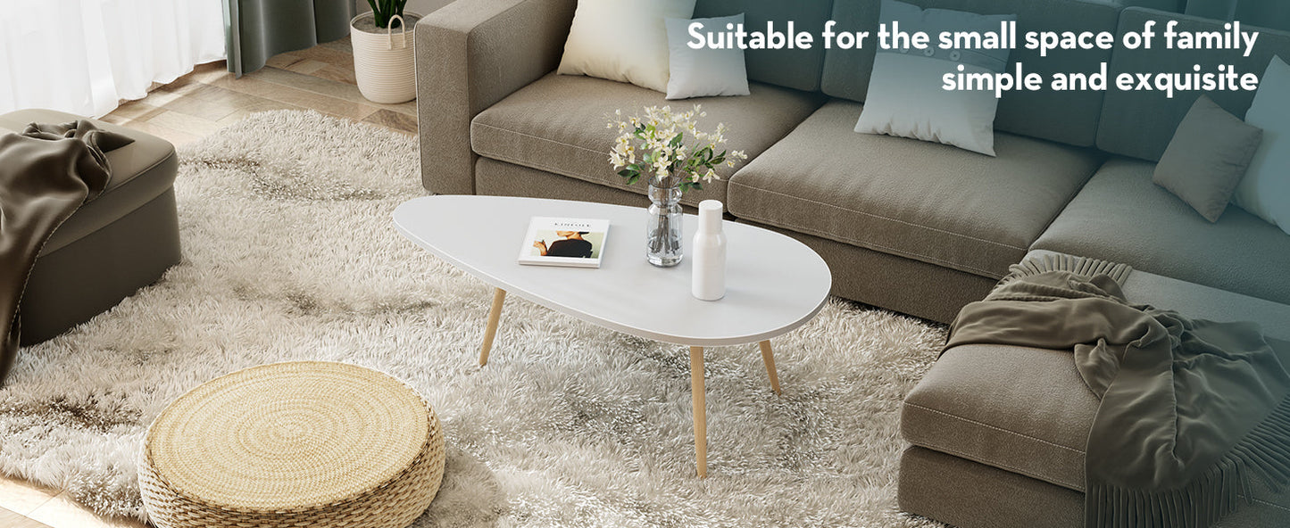 SAYGOER Modern Coffee Table White Oval Coffee Tables for Living Room Simple Center Table for Small Space Home Office Easy Assembly 22.2" D x 42.5" W x 17.1" H, White