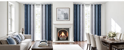Ombre 100% Blackout Curtains, Navy Blue and Greyish White Full Room Darkening Thermal Insulated 84 Inches Long Drapes for Bedroom/Living Room Grommet Window Treatments Modern 52Wx84L, Set of 2