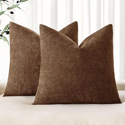 MIULEE Pack of 2 Decorative Throw Pillow Covers Soft Chenille Throw Pillows Solid Neutral Farmhouse Textured Cushion Covers for Couch Sofa Bedroom Living Room 20x20 Inch, Taupe Grey
