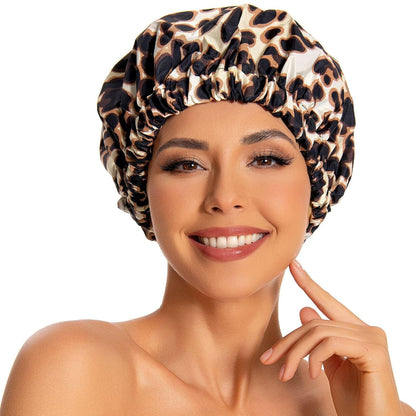 Reusable Shower Cap for Women, Large Waterproof Shower Bonnet Washable Elastic Band Bath Hair Hat for Long Hair, Braids(Green)