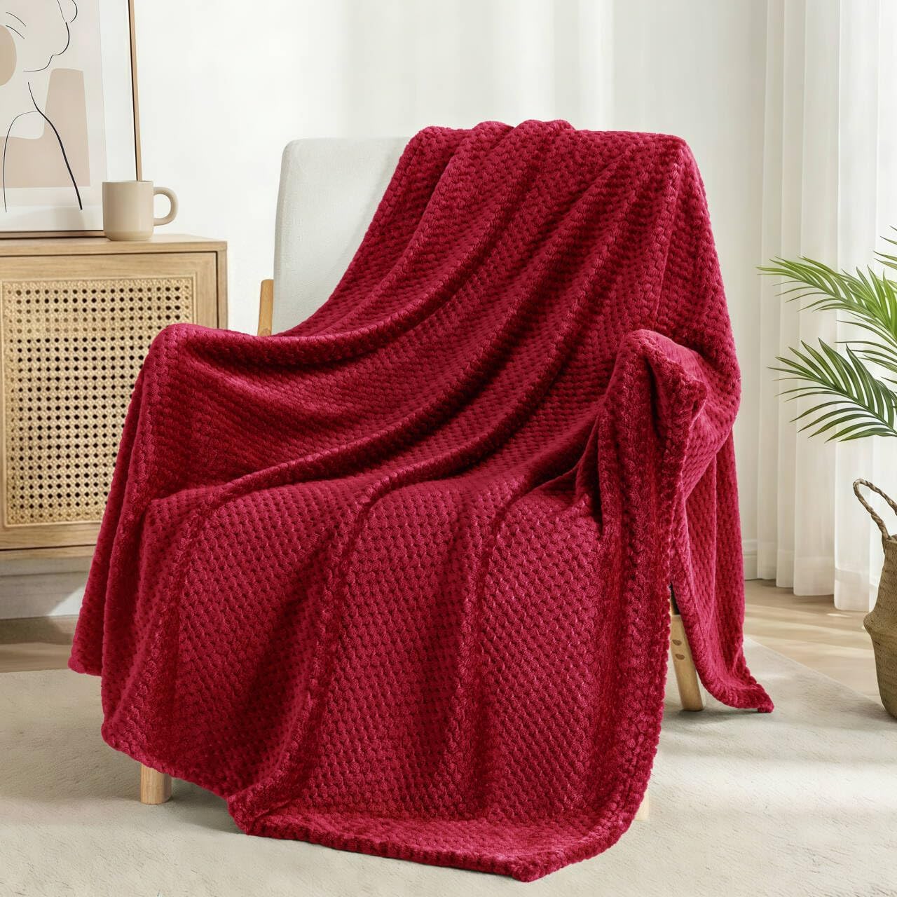 Fleece Throw Blanket Extra Large, Super Soft and Warm Blankets for Couch, Sofa and Bed Waffle Textured, Cozy, Fuzzy and Lightweight (Slate Blue, 50x70 Inches)
